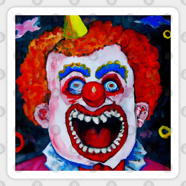 Horror Clown Expressionist Painting Sticker by Ravenglow